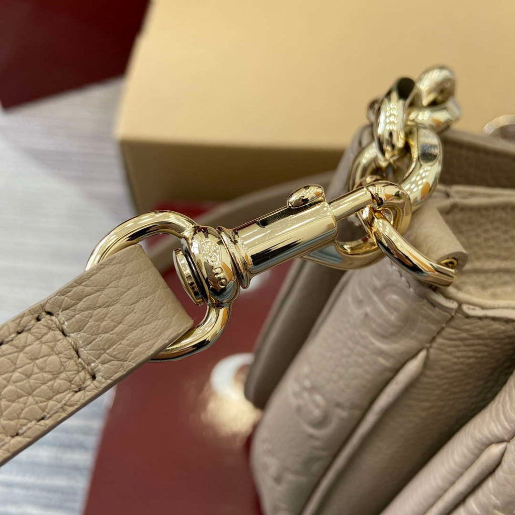 Gucci 815263 GG Emblem Small Shoulder Bag Apricot
