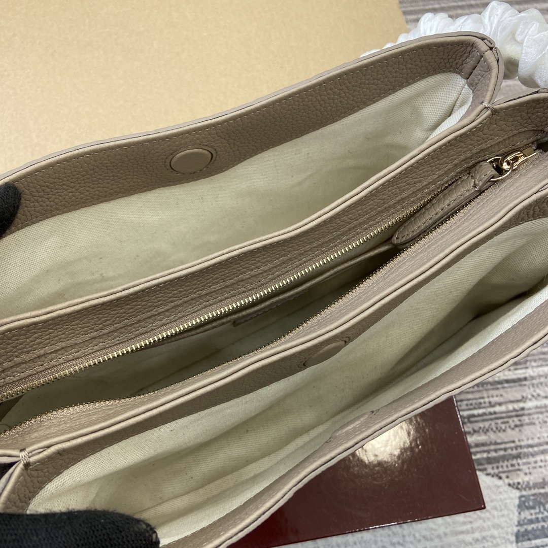 Gucci 815263 GG Emblem Small Shoulder Bag Apricot