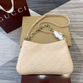 Gucci 815263 GG Emblem Small Shoulder Bag Beige - Default Title - View 1