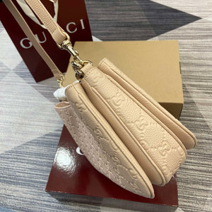Gucci 815263 GG Emblem Small Shoulder Bag Beige - Default Title - View 3