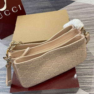 Gucci 815263 GG Emblem Small Shoulder Bag Beige - Default Title - View 4