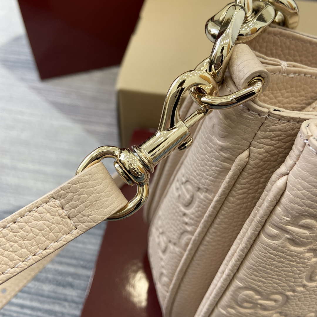 Gucci 815263 GG Emblem Small Shoulder Bag Beige - Default Title - View 5