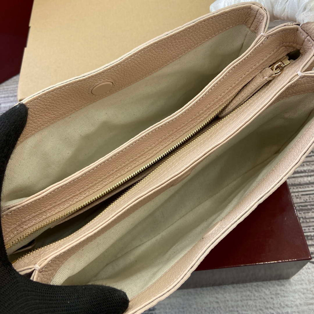 Gucci 815263 GG Emblem Small Shoulder Bag Beige