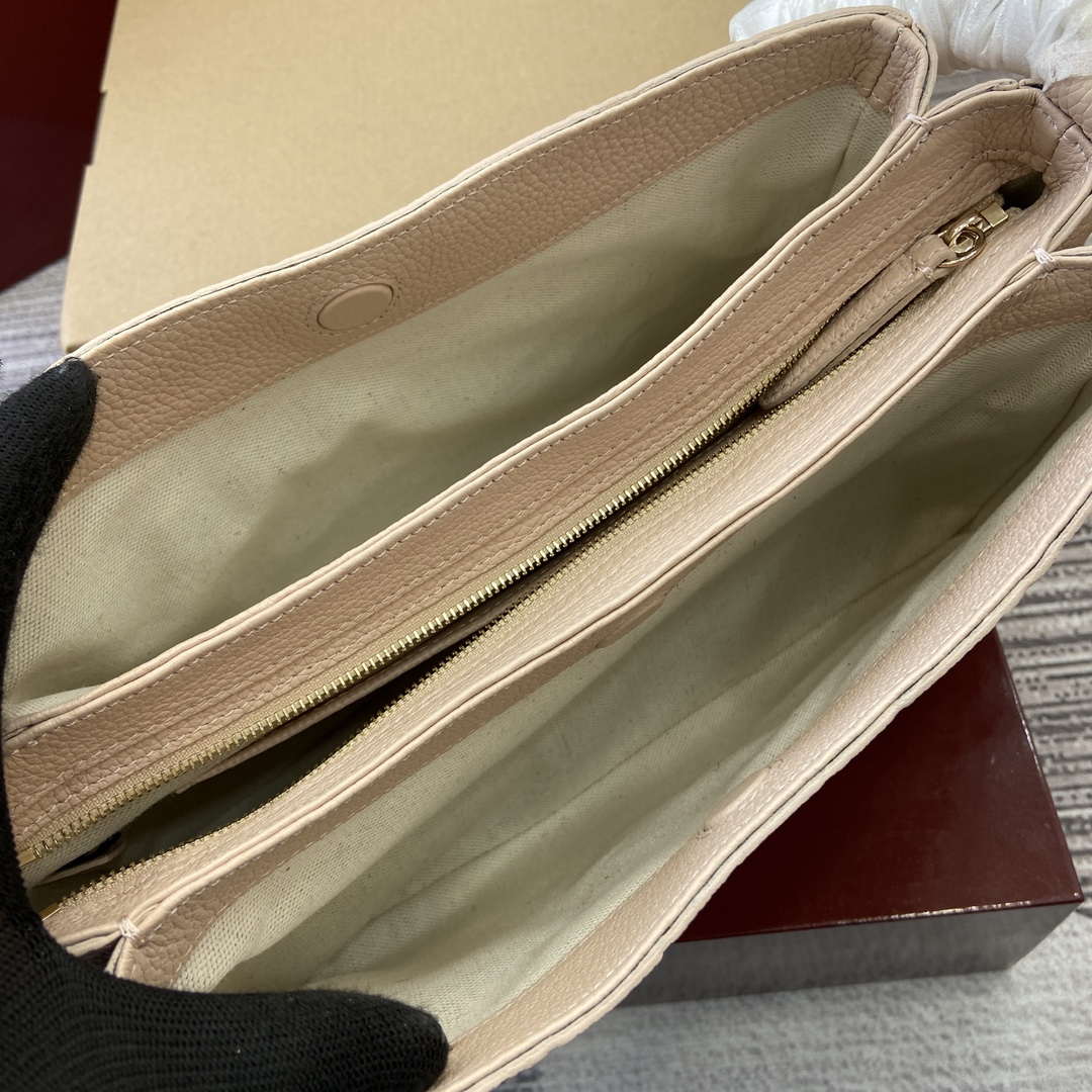 Gucci 815263 GG Emblem Small Shoulder Bag Beige