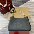 Gucci 815263 GG Emblem Small Shoulder Bag Black - Default Title - View 1