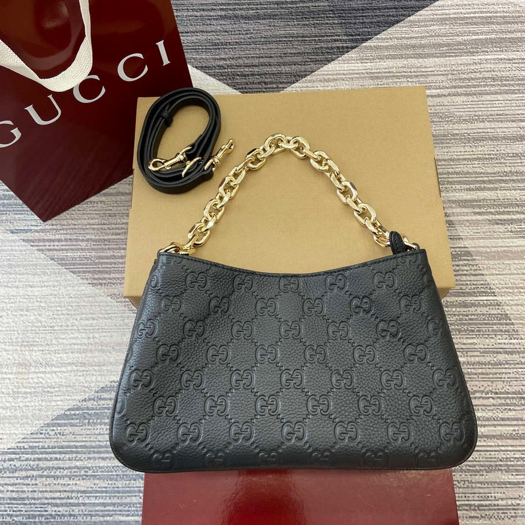 Gucci 815263 GG Emblem Small Shoulder Bag Black