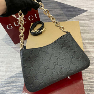 Gucci 815263 GG Emblem Small Shoulder Bag Black - Default Title - View 5