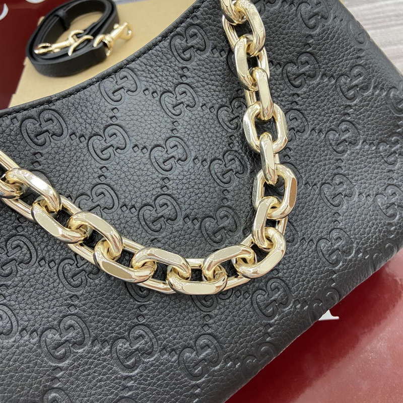 Gucci 815263 GG Emblem Small Shoulder Bag Black