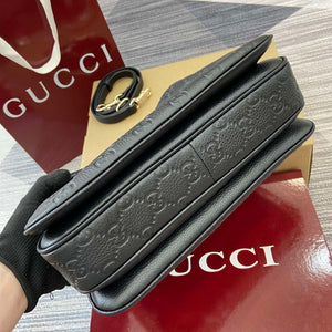 Gucci 815263 GG Emblem Small Shoulder Bag Black - Default Title - View 7