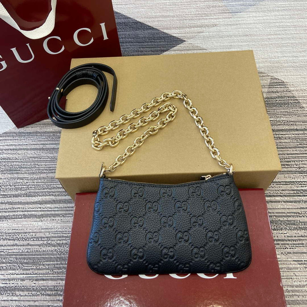 Gucci 815278 GG Emblem Super Mini Bag Black