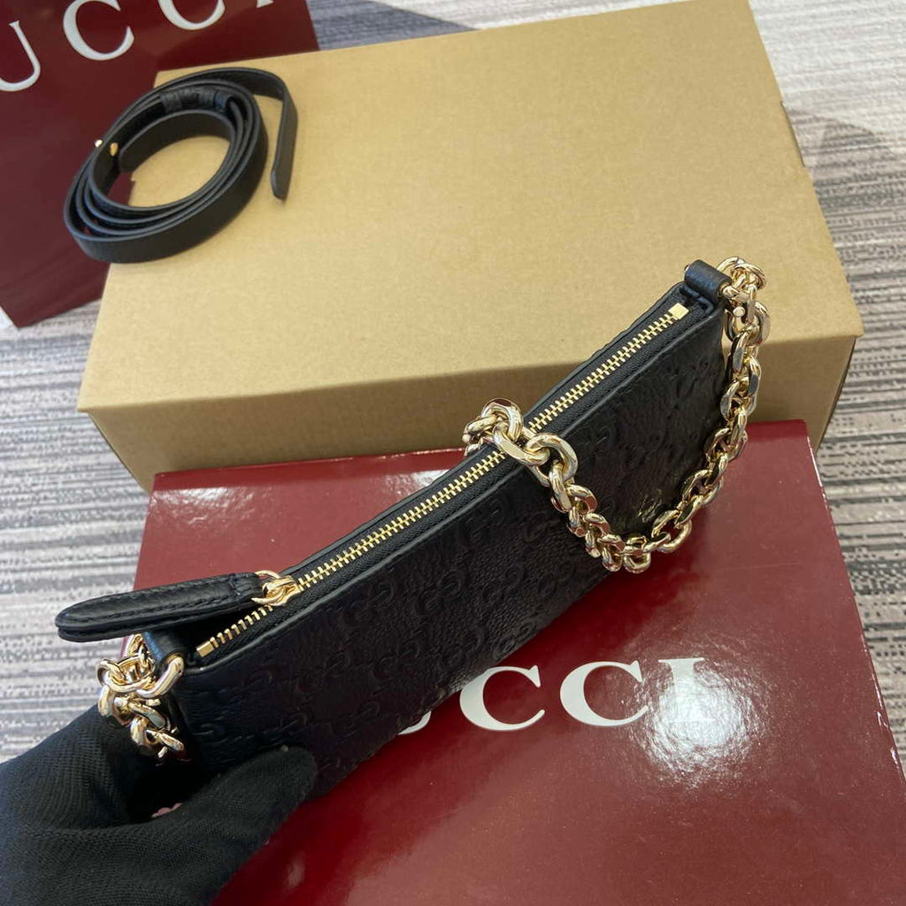Gucci 815278 GG Emblem Super Mini Bag Black