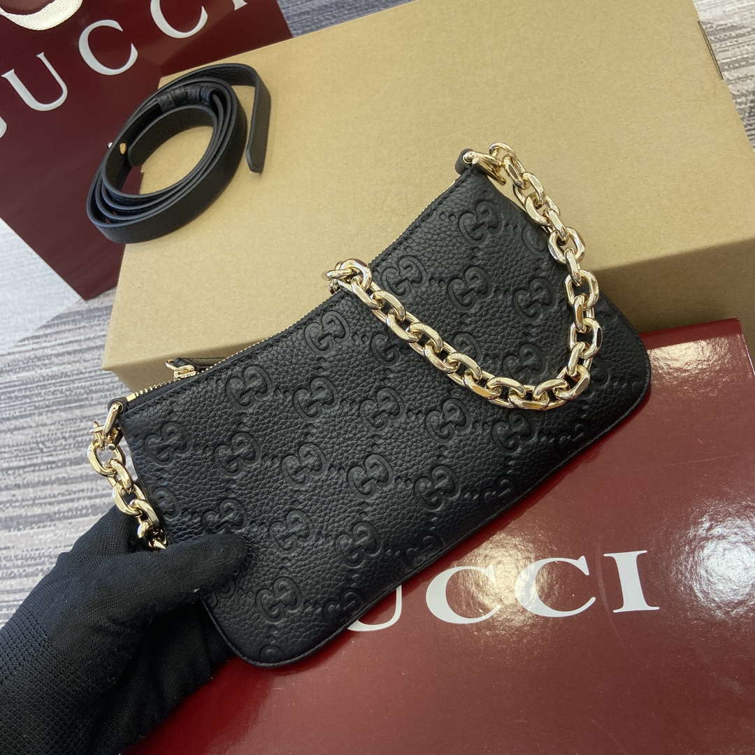 Gucci 815278 GG Emblem Super Mini Bag Black - Default Title - View 5