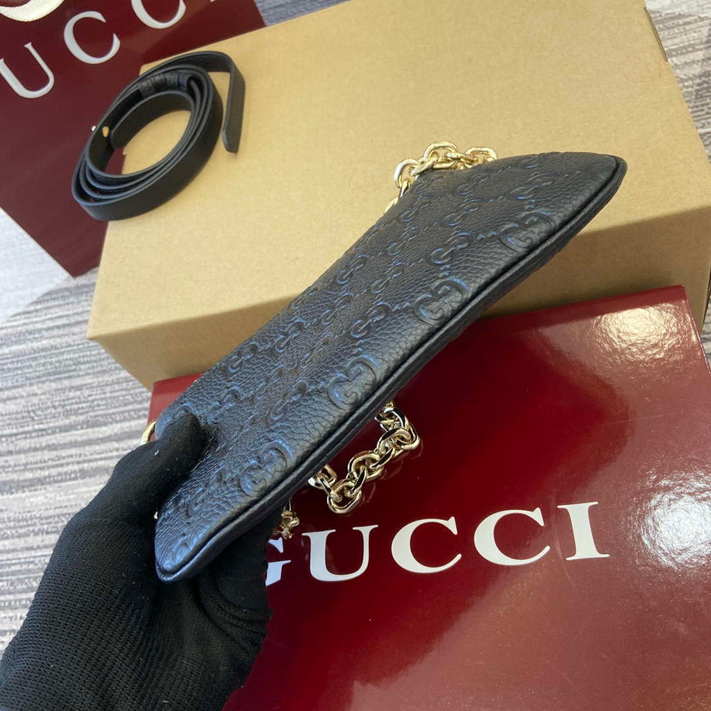 Gucci 815278 GG Emblem Super Mini Bag Black