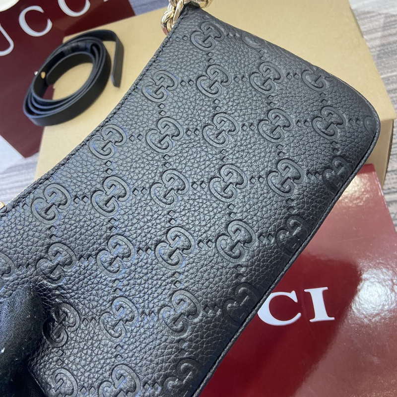 Gucci 815278 GG Emblem Super Mini Bag Black