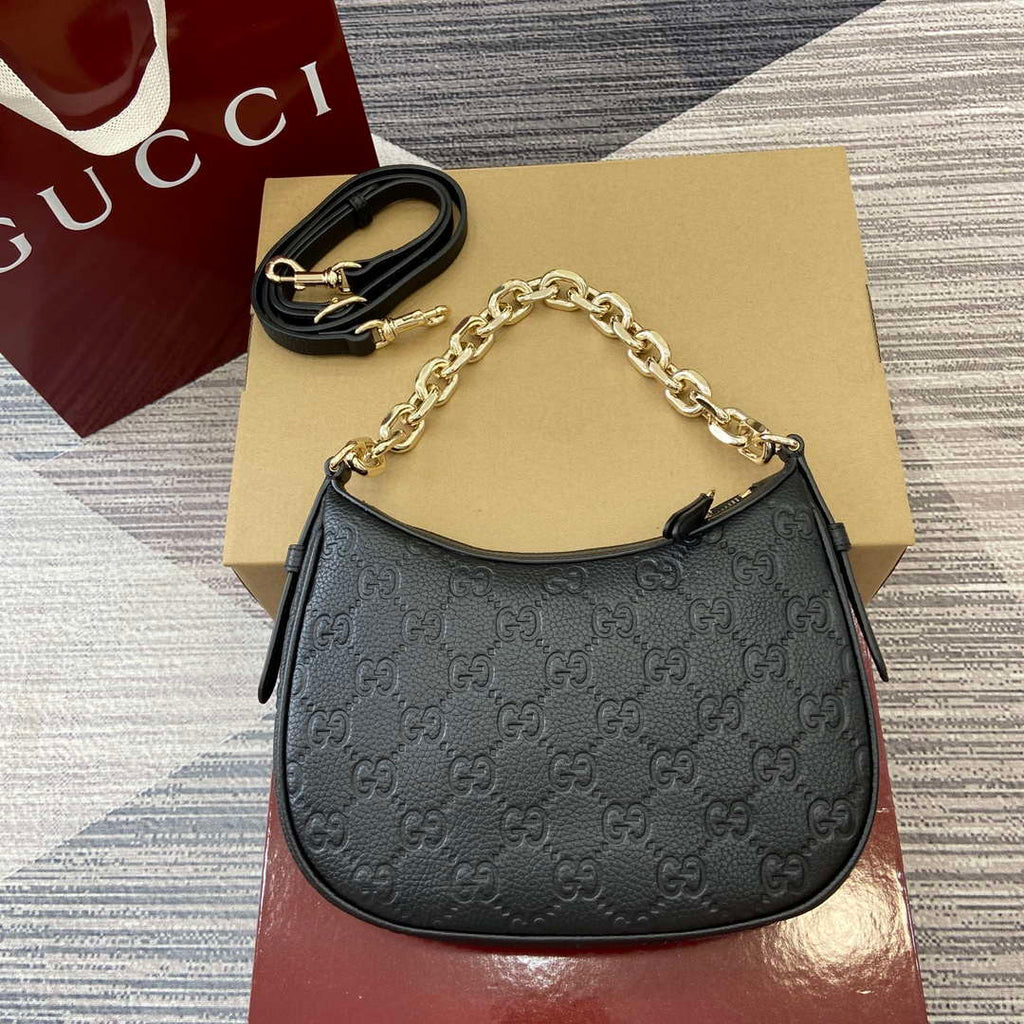 Gucci 815409 GG Emblem Small Shoulder Bag Black