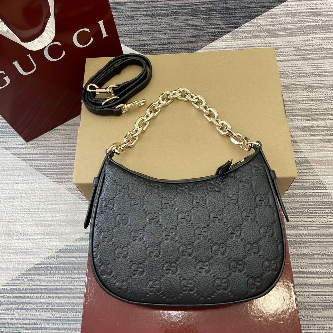 Gucci 815409 GG Emblem Small Shoulder Bag Black