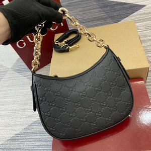 Gucci 815409 GG Emblem Small Shoulder Bag Black - Default Title - View 4