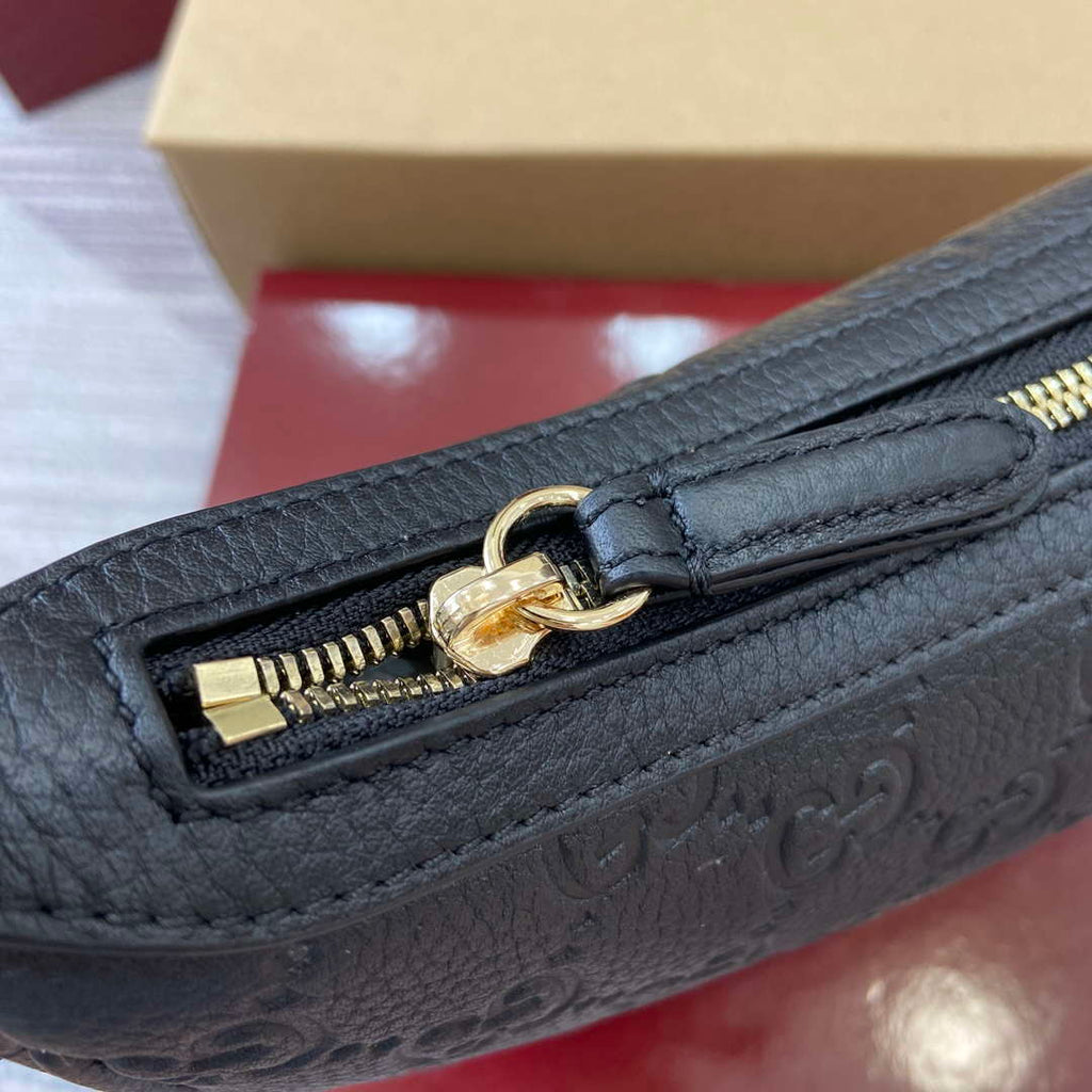 Gucci 815409 GG Emblem Small Shoulder Bag Black