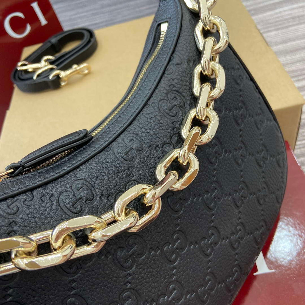 Gucci 815409 GG Emblem Small Shoulder Bag Black