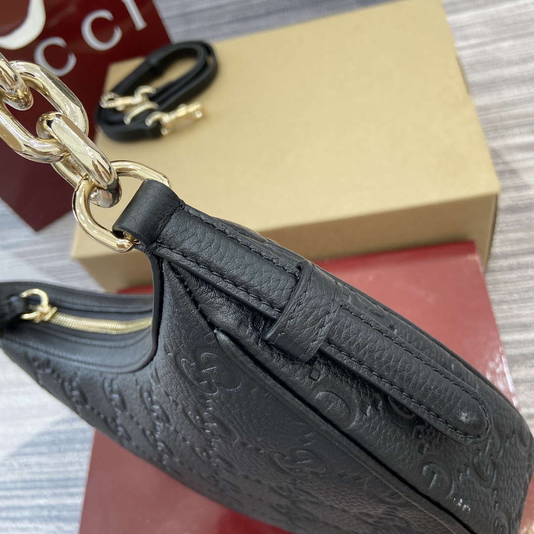 Gucci 815409 GG Emblem Small Shoulder Bag Black - Default Title - View 8