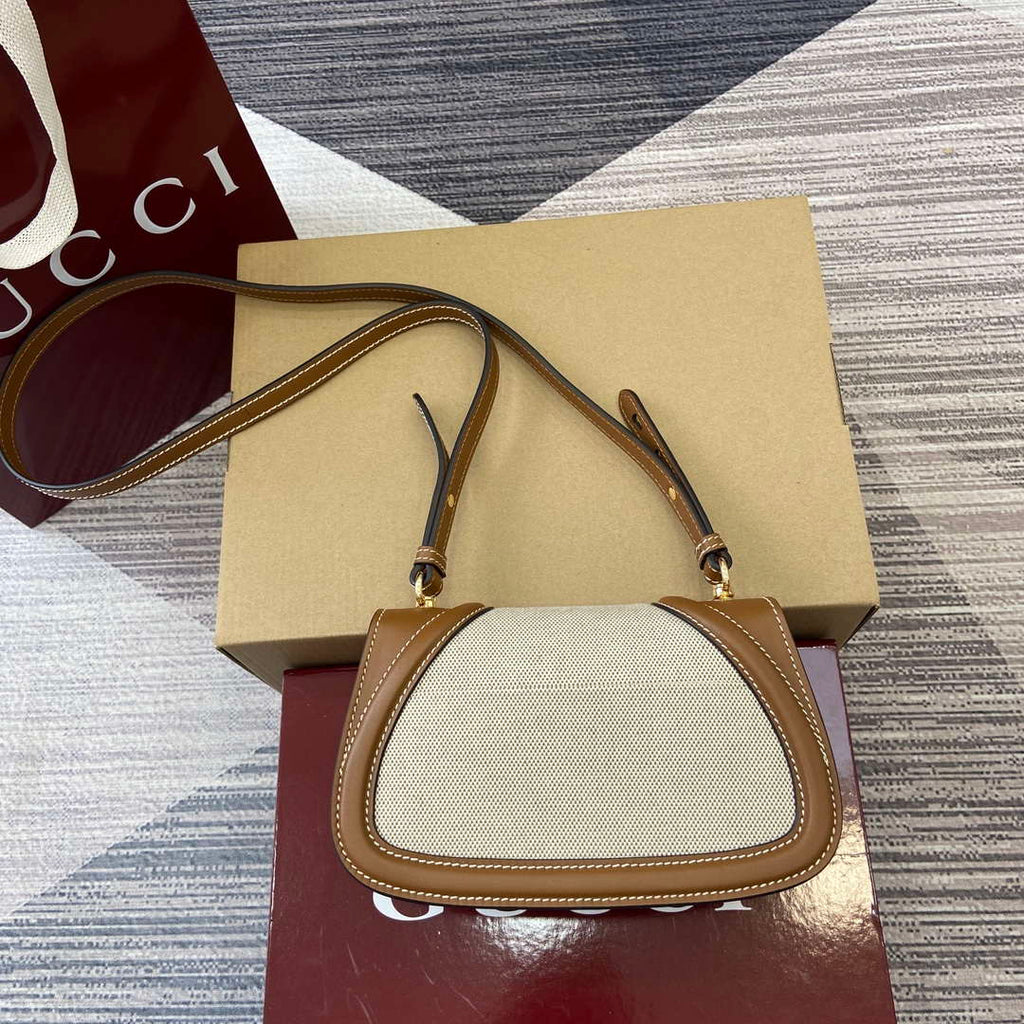 Gucci 815700 Gucci Blondie mini shoulder bag Beige cotton linen canvas