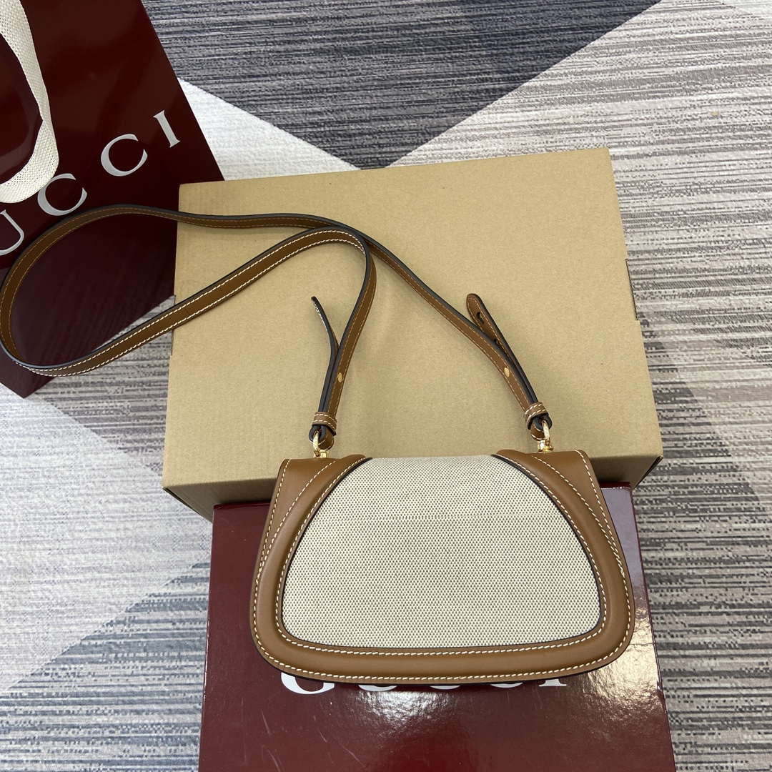 Gucci 815700 Gucci Blondie mini shoulder bag Beige cotton linen canvas