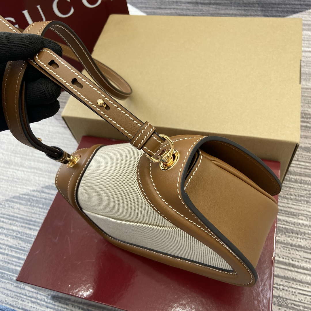 Gucci 815700 Gucci Blondie mini shoulder bag Beige cotton linen canvas