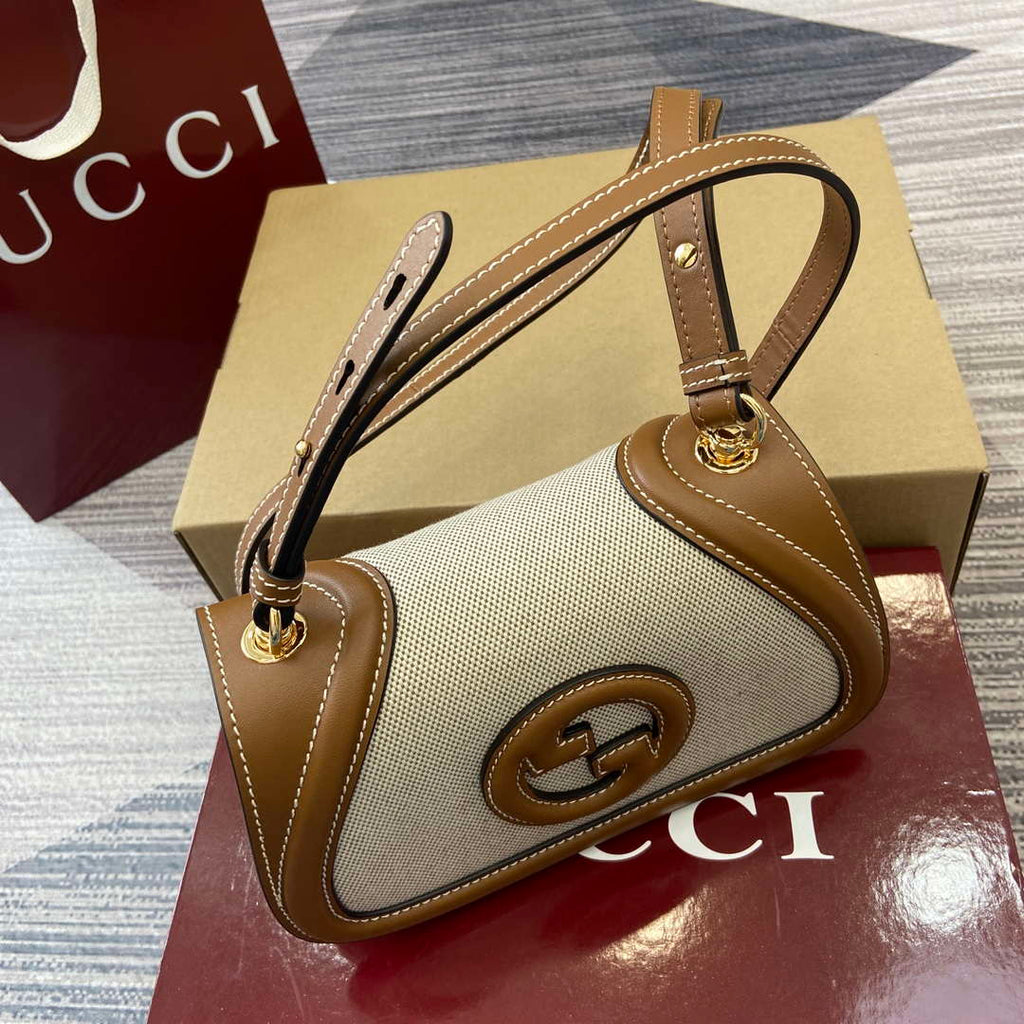 Gucci 815700 Gucci Blondie mini shoulder bag Beige cotton linen canvas