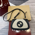 Gucci 815700 Gucci Blondie mini shoulder bag Black with beige cotton linen canvas - Default Title - View 1