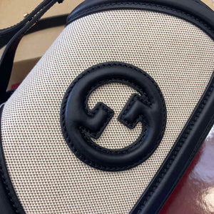 Gucci 815700 Gucci Blondie mini shoulder bag Black with beige cotton linen canvas - Default Title - View 7