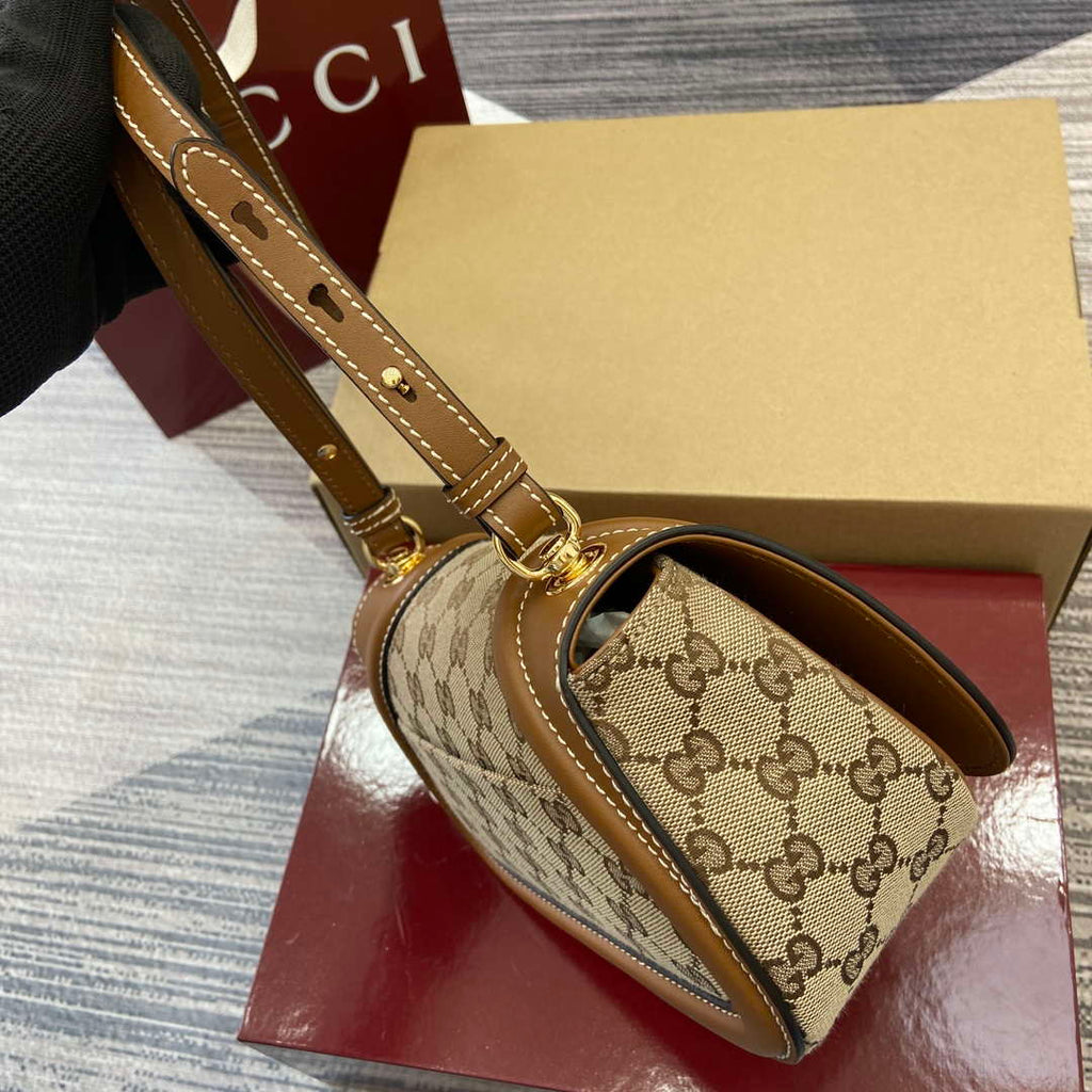 Gucci 815700 Gucci Blondie mini shoulder bag Beige dark brown canvas