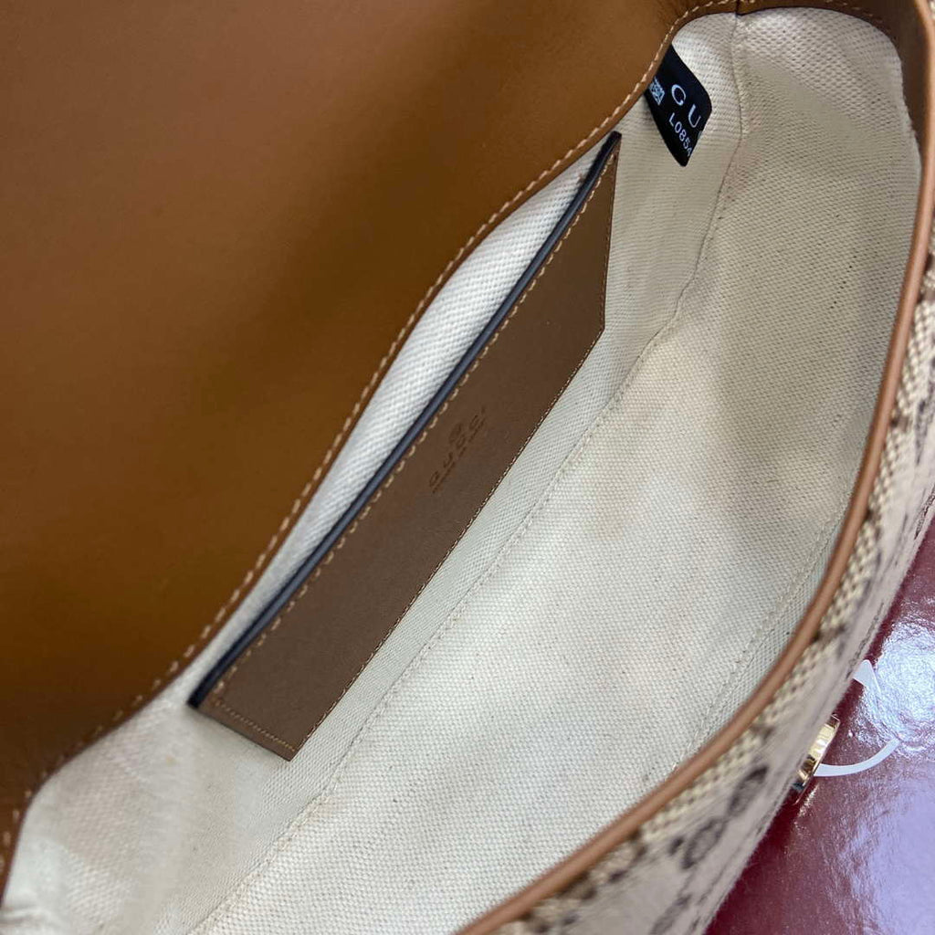 Gucci 815700 Gucci Blondie mini shoulder bag Beige dark brown canvas