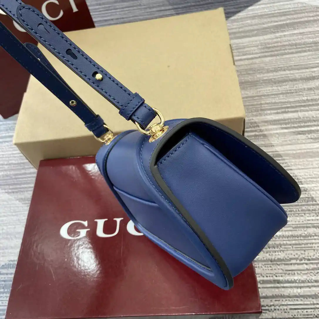 Gucci 815700 Gucci Blondie mini shoulder bag Blue Leather