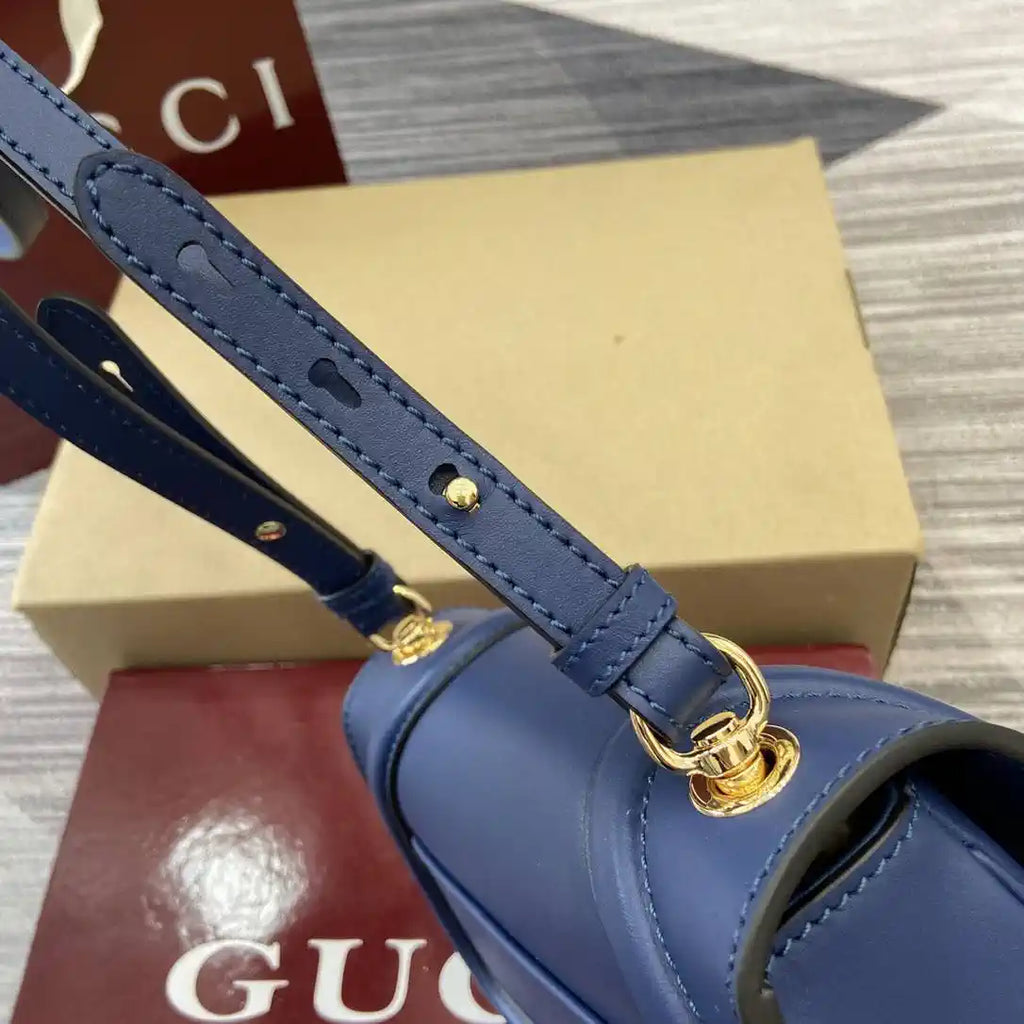 Gucci 815700 Gucci Blondie mini shoulder bag Blue Leather