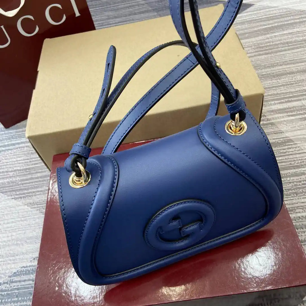 Gucci 815700 Gucci Blondie mini shoulder bag Blue Leather