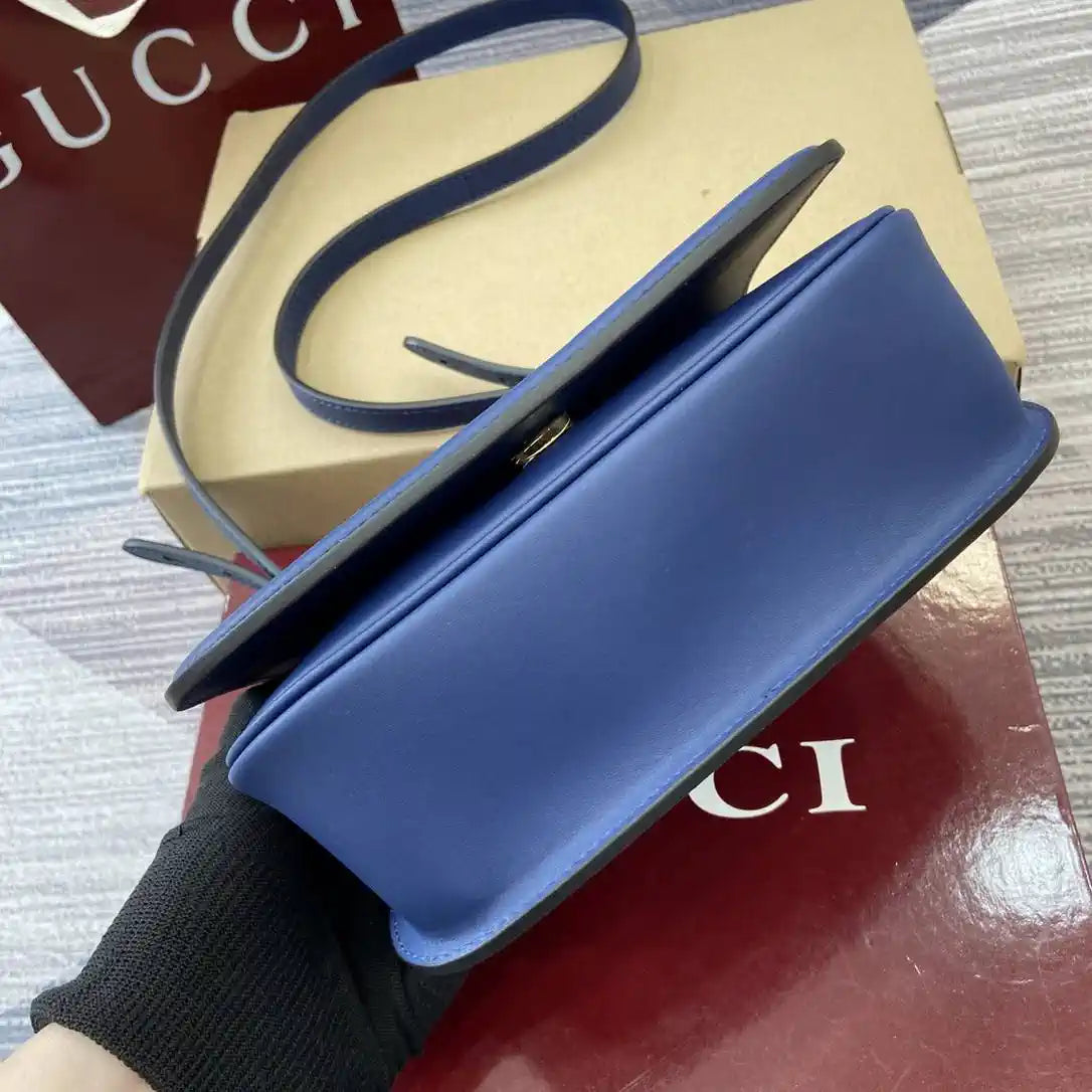 Gucci 815700 Gucci Blondie mini shoulder bag Blue Leather