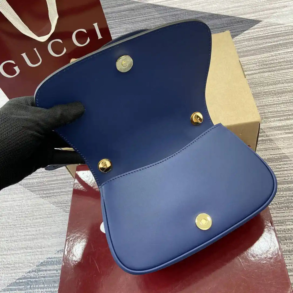 Gucci 815700 Gucci Blondie mini shoulder bag Blue Leather