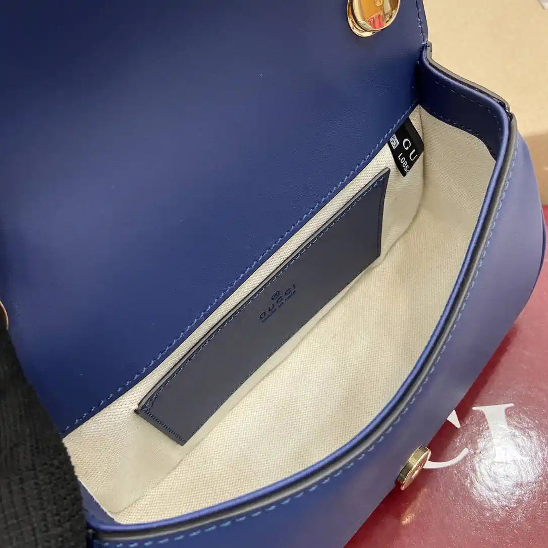 Gucci 815700 Gucci Blondie mini shoulder bag Blue Leather