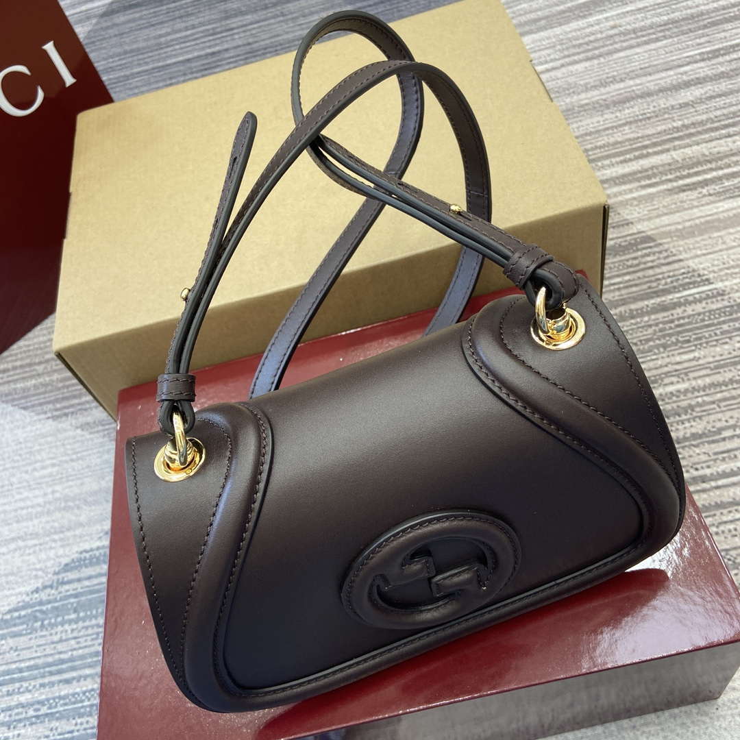 Gucci 815700 Gucci Blondie mini shoulder bag Dark brown Leather