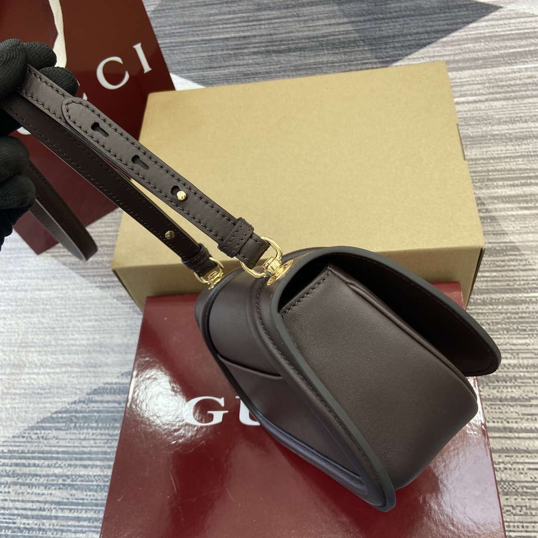 Gucci 815700 Gucci Blondie mini shoulder bag Dark brown Leather