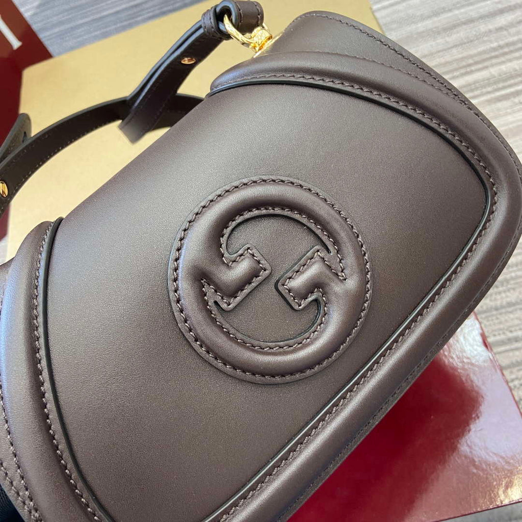 Gucci 815700 Gucci Blondie mini shoulder bag Dark brown Leather