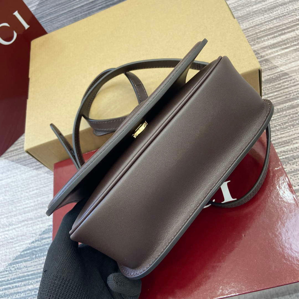 Gucci 815700 Gucci Blondie mini shoulder bag Dark brown Leather