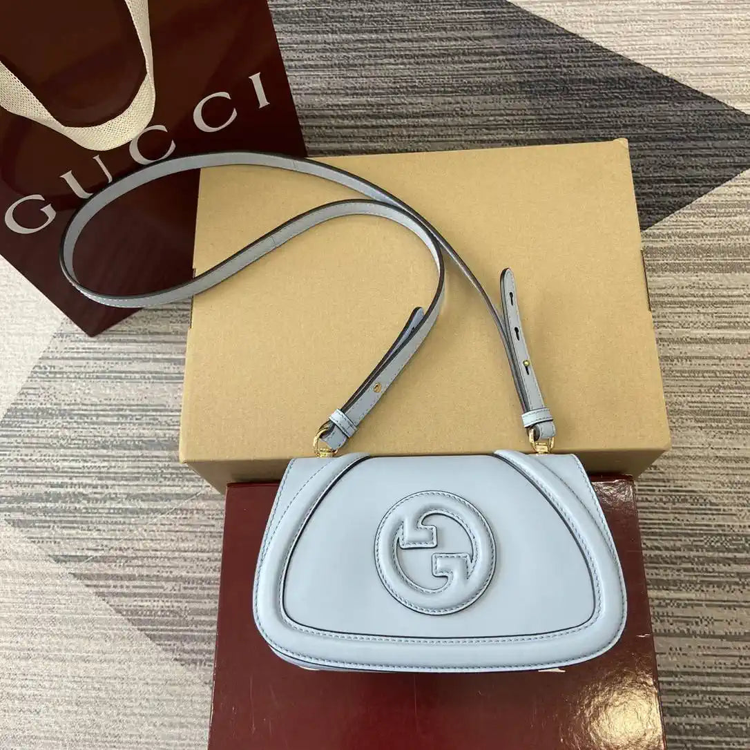 Gucci 815700 Gucci Blondie mini shoulder bag Lake Blue Leather