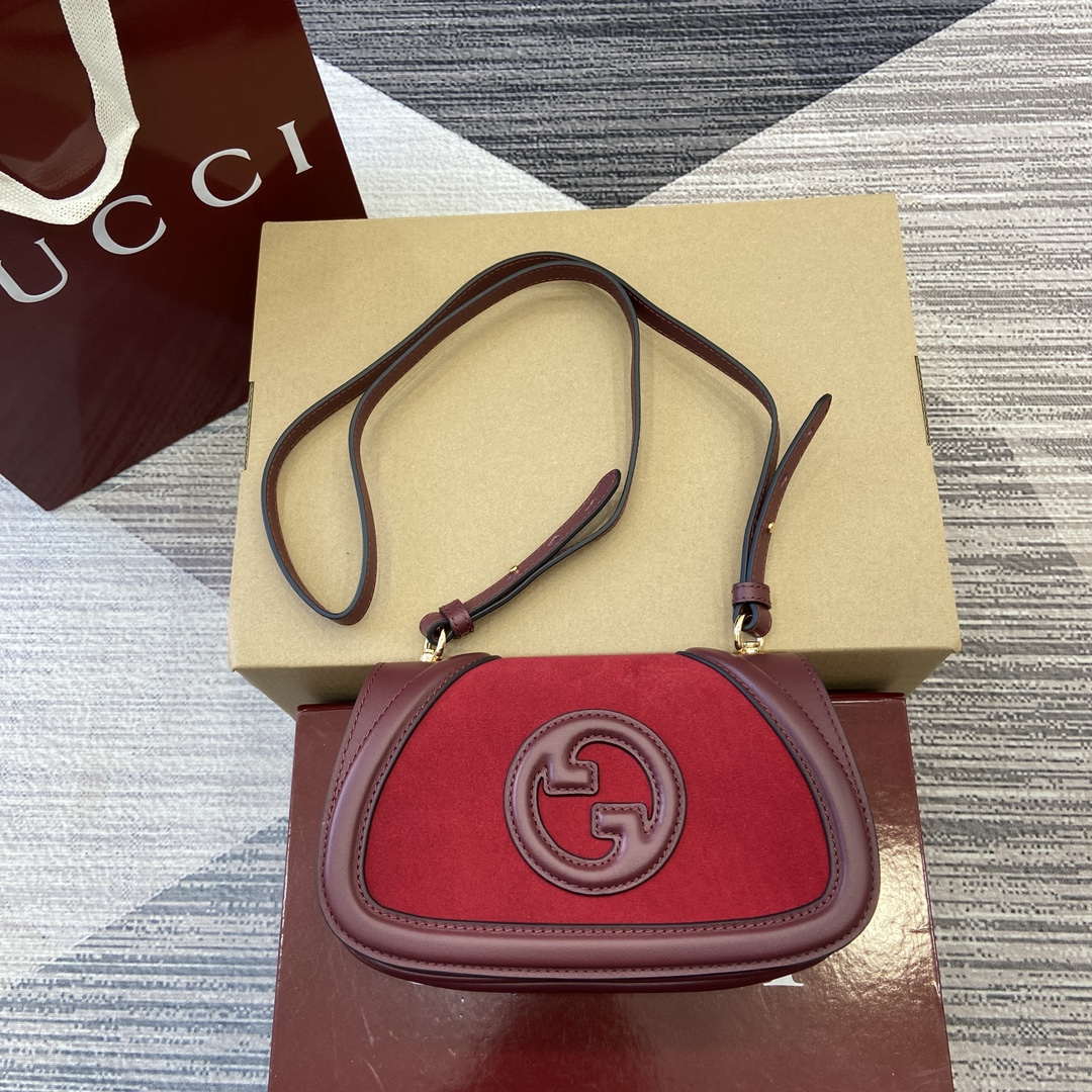 Gucci 815700 Gucci Blondie mini shoulder bag Suede leather Wine Red - Default Title - View 1