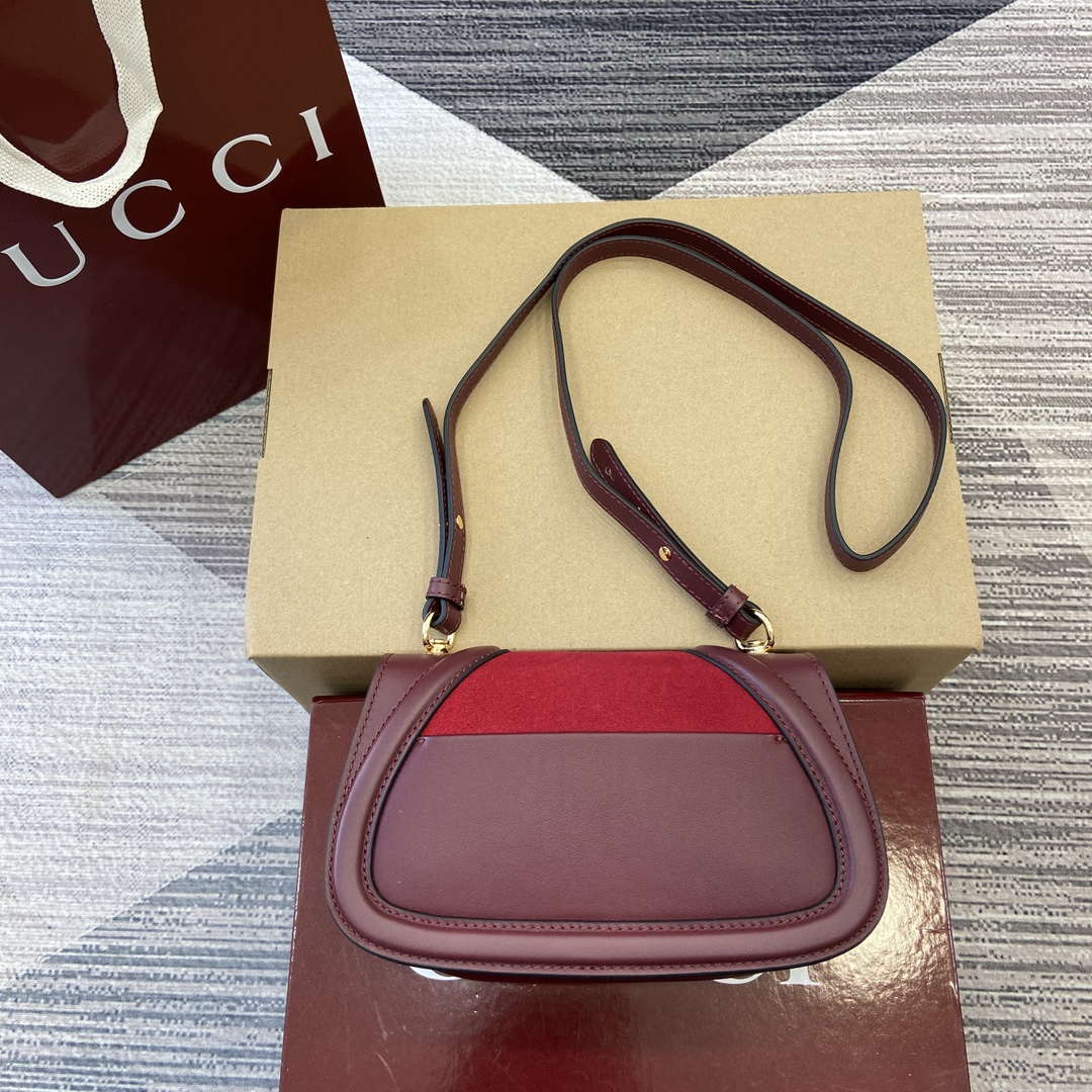 Gucci 815700 Gucci Blondie mini shoulder bag Suede leather Wine Red