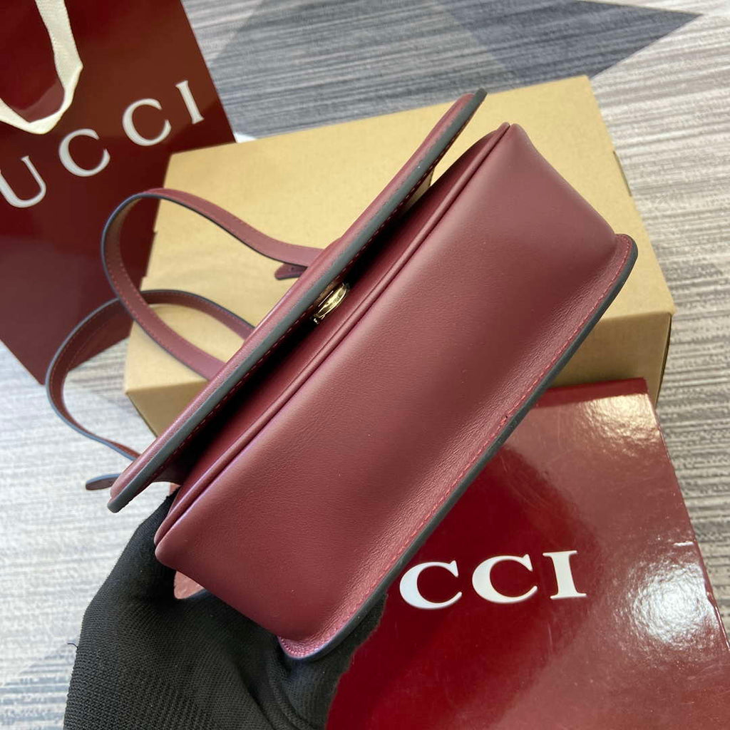 Gucci 815700 Gucci Blondie mini shoulder bag Suede leather Wine Red