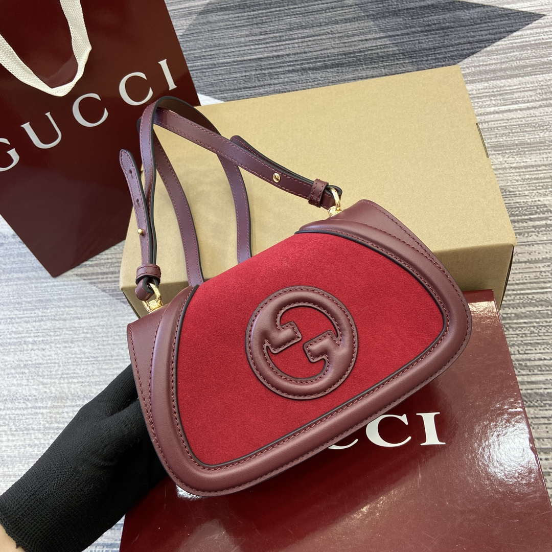 Gucci 815700 Gucci Blondie mini shoulder bag Suede leather Wine Red - Default Title - View 5