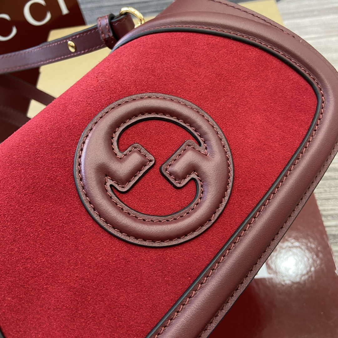 Gucci 815700 Gucci Blondie mini shoulder bag Suede leather Wine Red