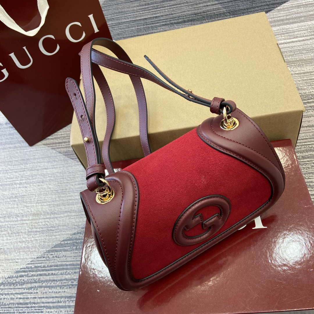 Gucci 815700 Gucci Blondie mini shoulder bag Suede leather Wine Red - Default Title - View 7