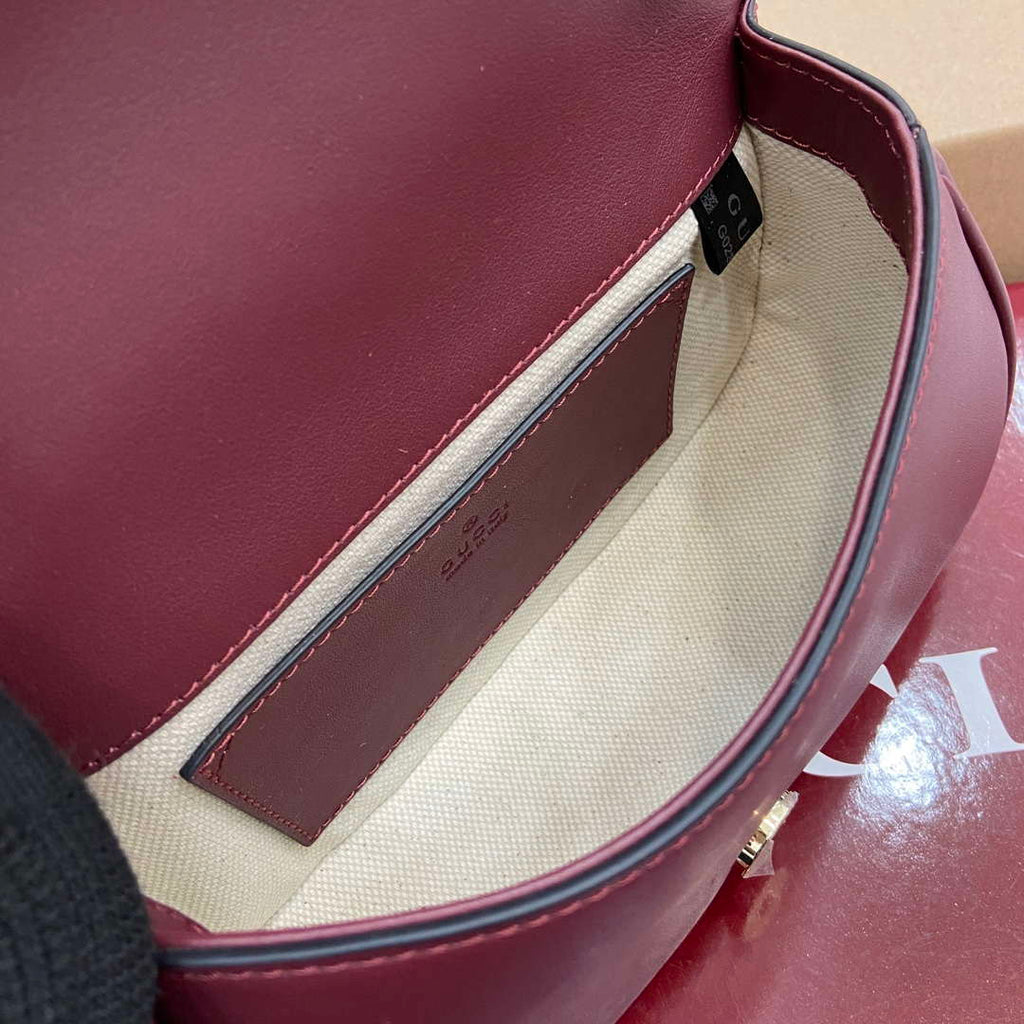 Gucci 815700 Gucci Blondie mini shoulder bag Suede leather Wine Red